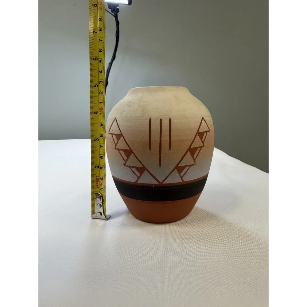 Cedar Mesa Pottery Navajo Vase Hand Painted Etched Signed M Maryboy Southwest 5